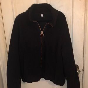 Womans Loose-Fit Sherpa Zip Jacket